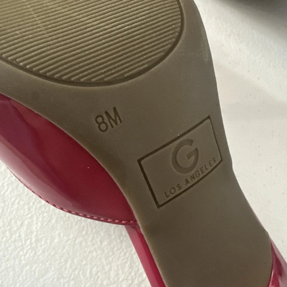 GBG Los Angeles Slip-on Pointed-toe Kitten Heel Mules Bow Size 8 Pink Fuchsia